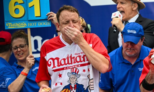 How many hot dogs won the 16th Nathan’s Contest?